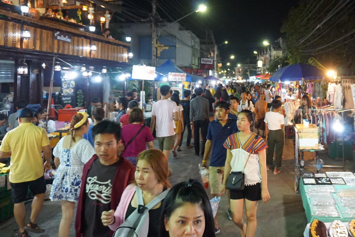 Busy night market.