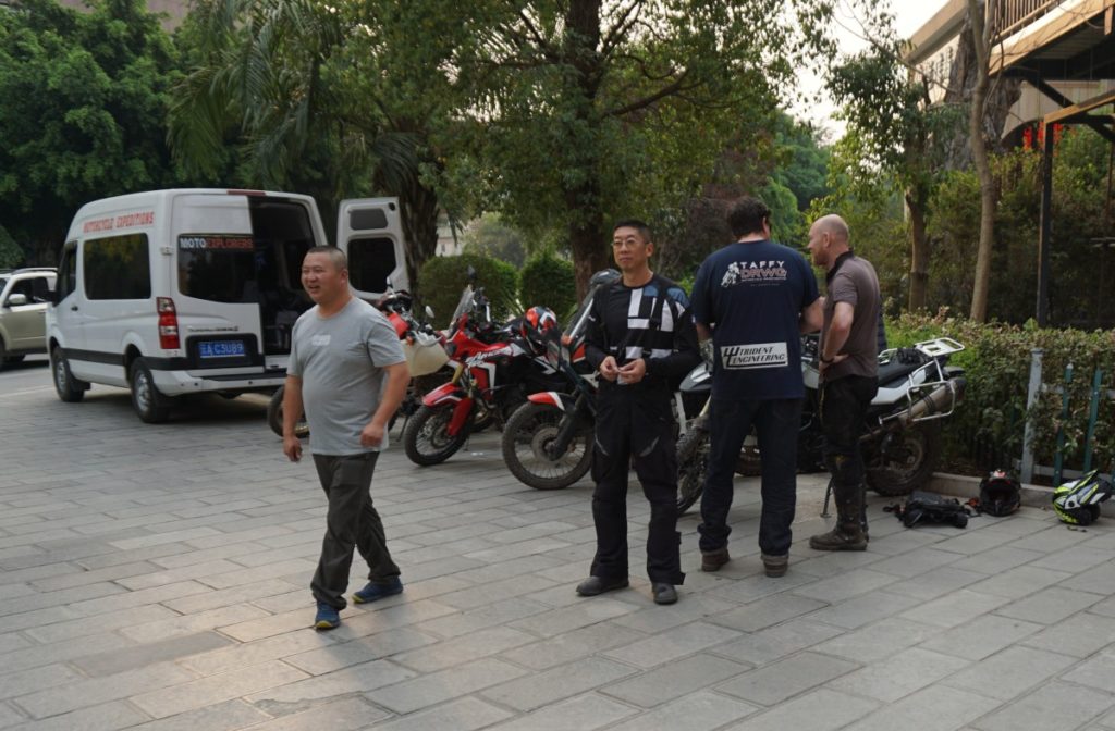 Morning preparations and chats before setting off