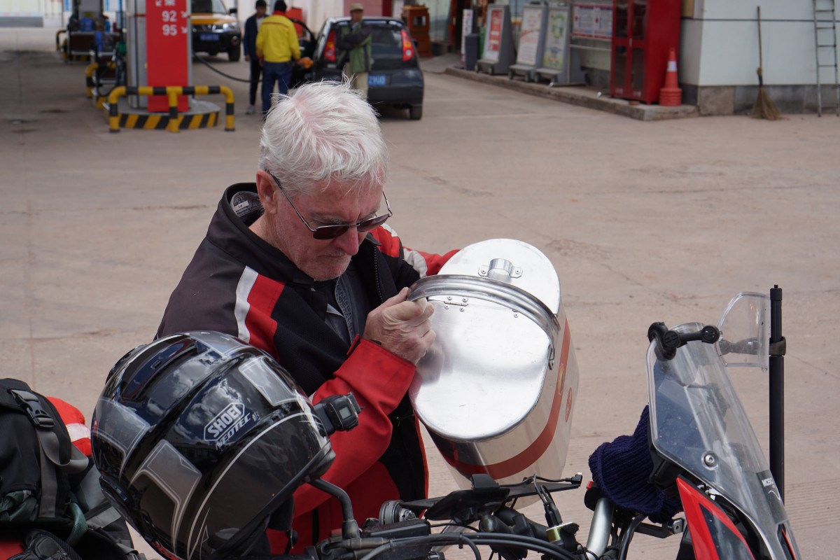 Filling up the tank in Tibet