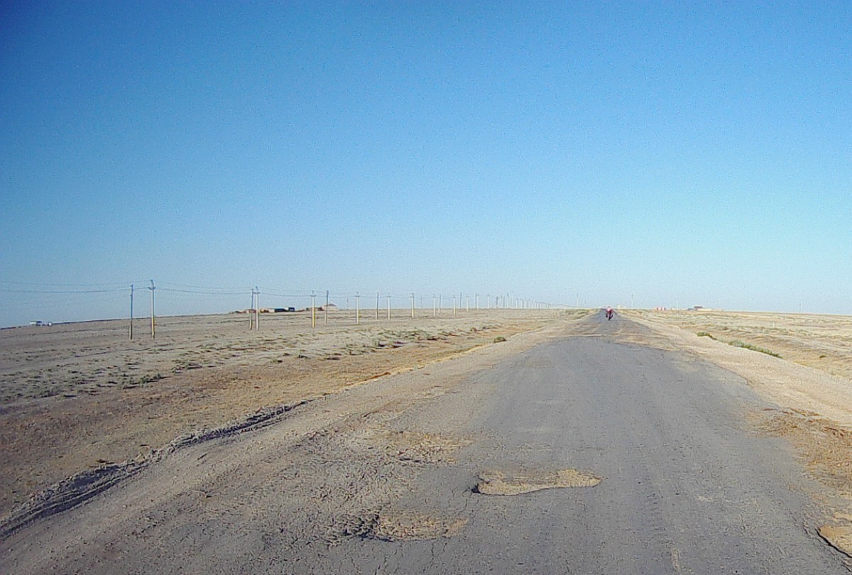 Horrible road leading west out of Kazakhstan to Russia.