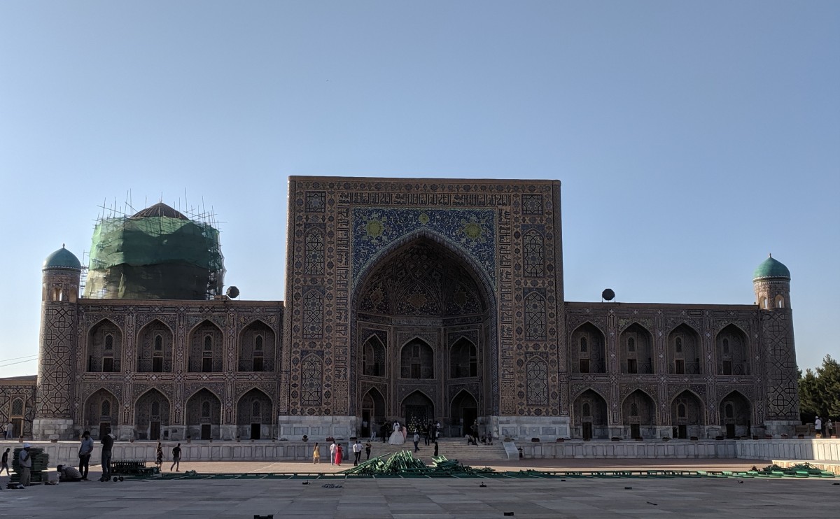 Registan is a big area with various mosques and buildings. The building are clad in beautiful tiles - very colourful.