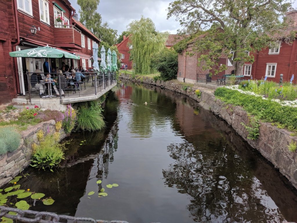A stream runs through the town.